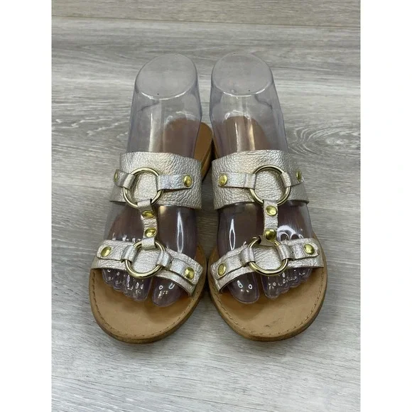 Latigo Rush Women's Sandal Silver Leather 6.5 Double Strap Buckle Boho Comfort - Picture 2 of 10